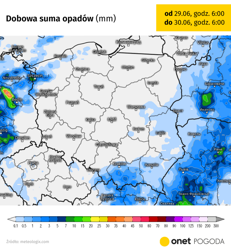 W ciągu najbliższej doby opadów w Polsce będzie niewiele