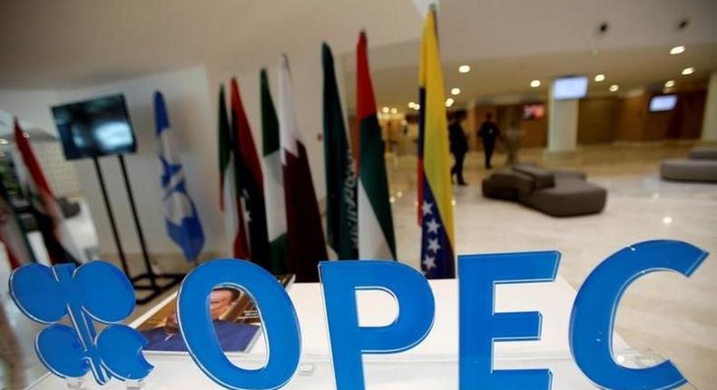 OPEC logo is pictured ahead of an informal meeting between members of the Organization of the Petroleum Exporting Countries (OPEC) in Algiers, Algeria September 28, 2016. REUTERS/Ramzi Boudina/File Photo