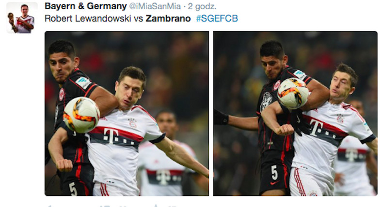 Lewandowski vs Zambrano, fot. Twitter