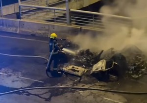 Automobil u potpunosti izgoreo nakon požara na Mostu na Adi 