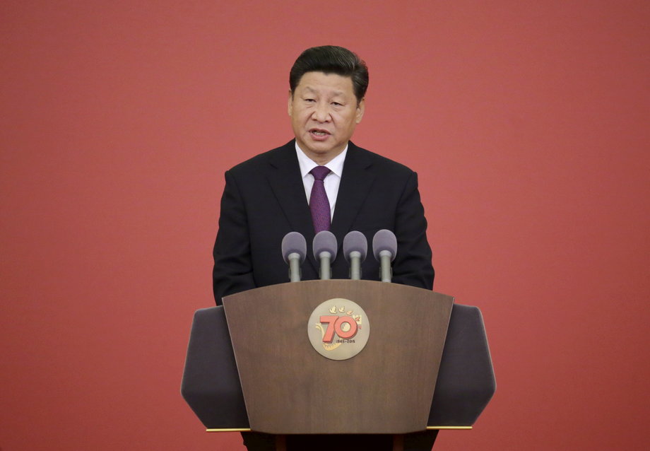 Chinese President Xi Jinping delivers a speech at a ceremony to present commemorative medals of the 70th anniversary of the Victory of Chinese People's War of Resistance Against Japanese Aggression, to World War Two veterans at the Great Hall of the People in Beijing, China, September 2, 2015.