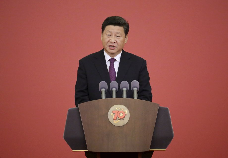 Chinese President Xi Jinping delivers a speech at a ceremony to present commemorative medals of the 70th anniversary of the Victory of Chinese People's War of Resistance Against Japanese Aggression, to World War Two veterans at the Great Hall of the People in Beijing, China, September 2, 2015.