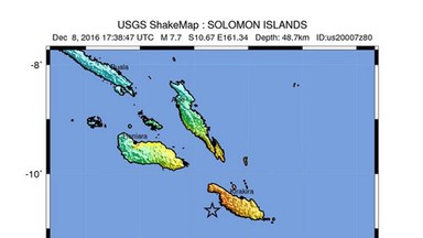 Wyspy Salomona: Trzęsienie ziemi o sile wstrząsu 7,7. Ostrzeżenie przed tsunami