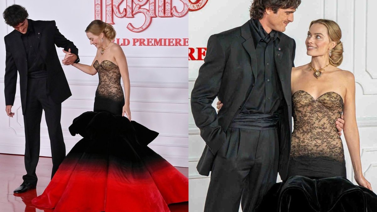 Margot Robbie a Jacob Elordi na premiére filmu Búrlivé výšiny, 28. januára 2026