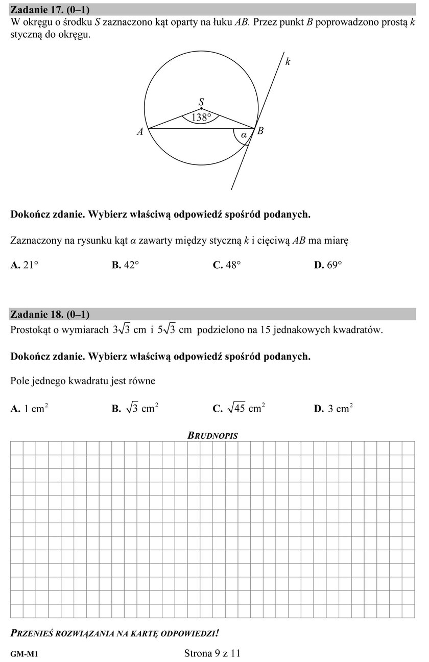 Egzamin gimnazjalny 2017: matematyka