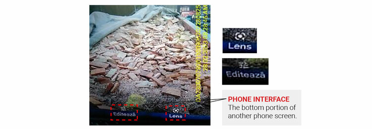 Zdjęcie drewna przedstawiające dolną część ekranu innego telefonu