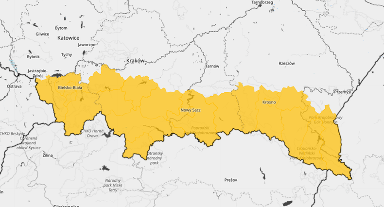 W piątek alerty przed intensywnym deszczem zapowiadane są na krańcach południowych