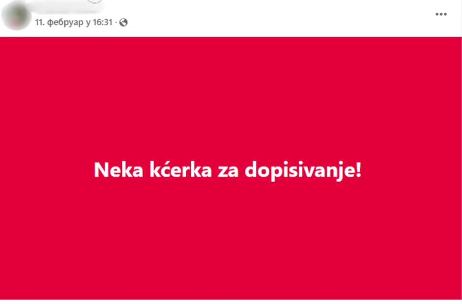 Objava na jezivoj Fejsbuk grupi