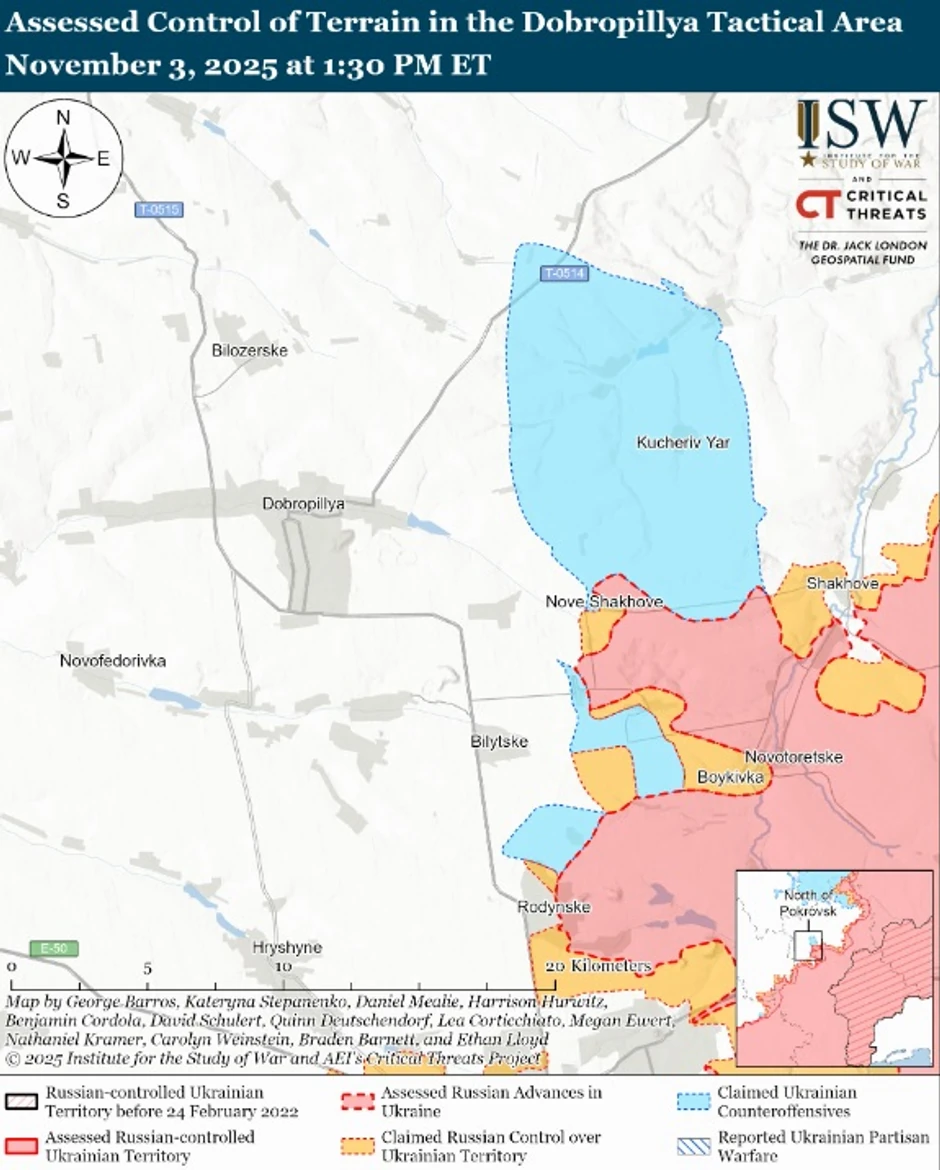 Dobropilja na mapi ISW