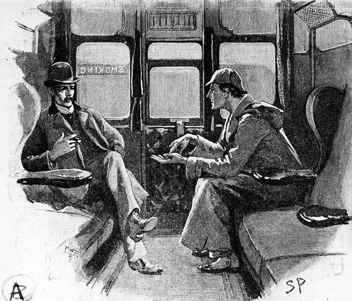 Watson i Holmes na ilustracji z magazynu "Strand" (ok. 1880)