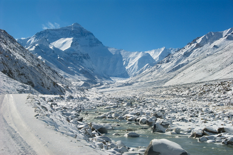 Dolina Rongbuk pod Mount Everestem