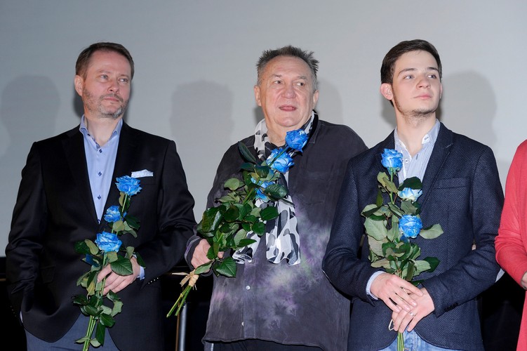 Artur Żmijewski, Michał Urbaniak, Krzysztof Chodorowski na premierze filmu 'Mój rower'