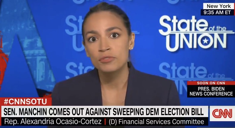 Rep. Alexandria Ocasio-Cortez during an appearance on CNN's State of the Union.
