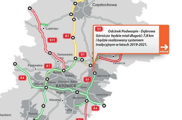 S1 - Odcinek Podwarpie - Dąbrowa Górnicza