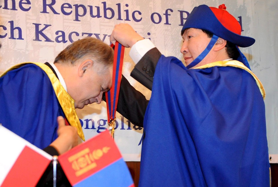 MONGOLIA POLAND PRESIDENT KACZYNSKI HONORARY DOCTORATE