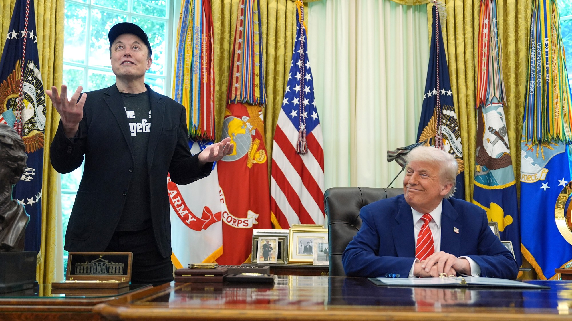 Miliardár Elon Musk a americký prezident Donald Trump.