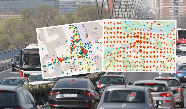 Mapa saobraćajnih nezgoda u Beogradu kombo