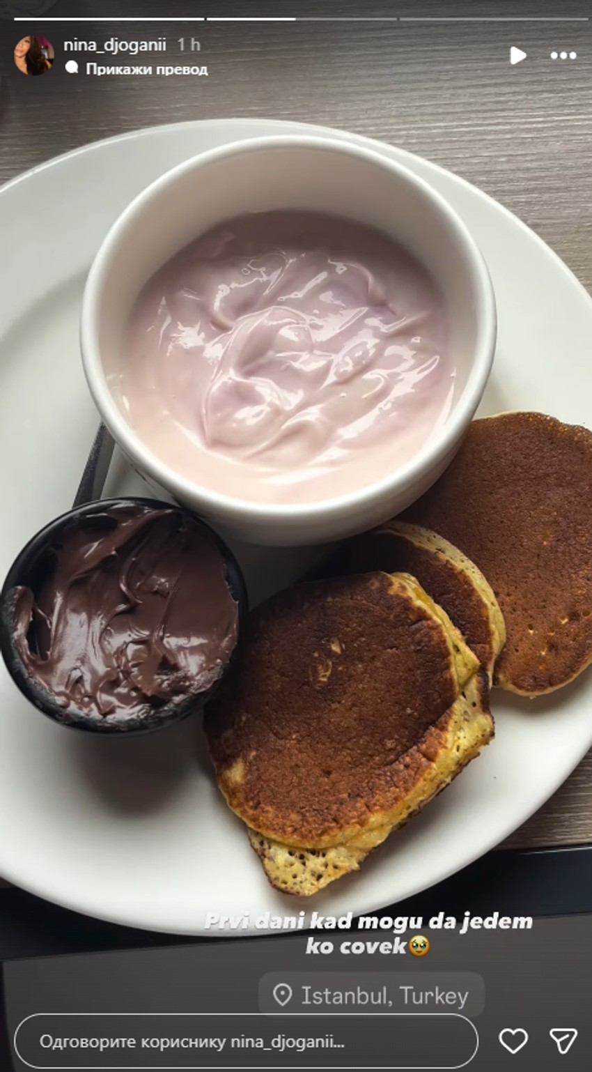 Nina Đogani obrok nakon operacije