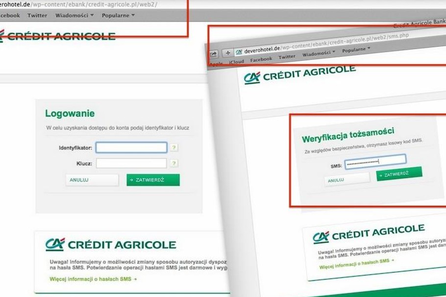 Credit Agricole - atak phishingowy