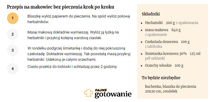 Przepis na makowiec bez pieczenia