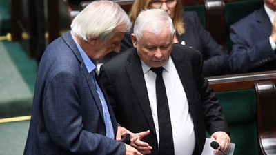 Jarosław Kaczyński i Ryszard Terlecki w Sejmie