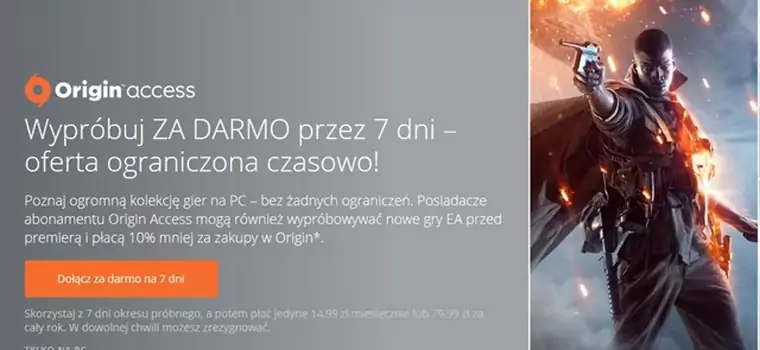 Origin Access - EA oferuje darmowy tydzień z usługą