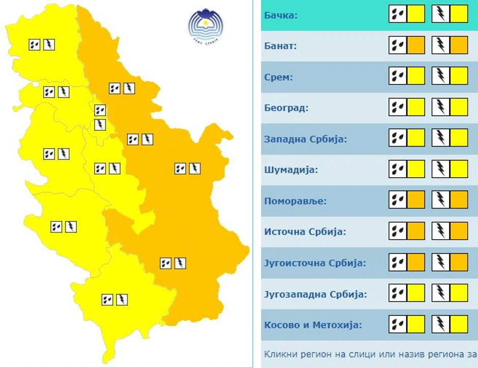 Meteoalarm za petak