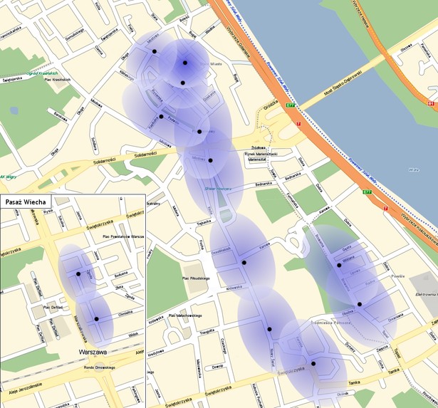 Pierwsza darmowa sieć internetowa w Warszawie - mapa. Fot. materiały prasowe UM Warszawy