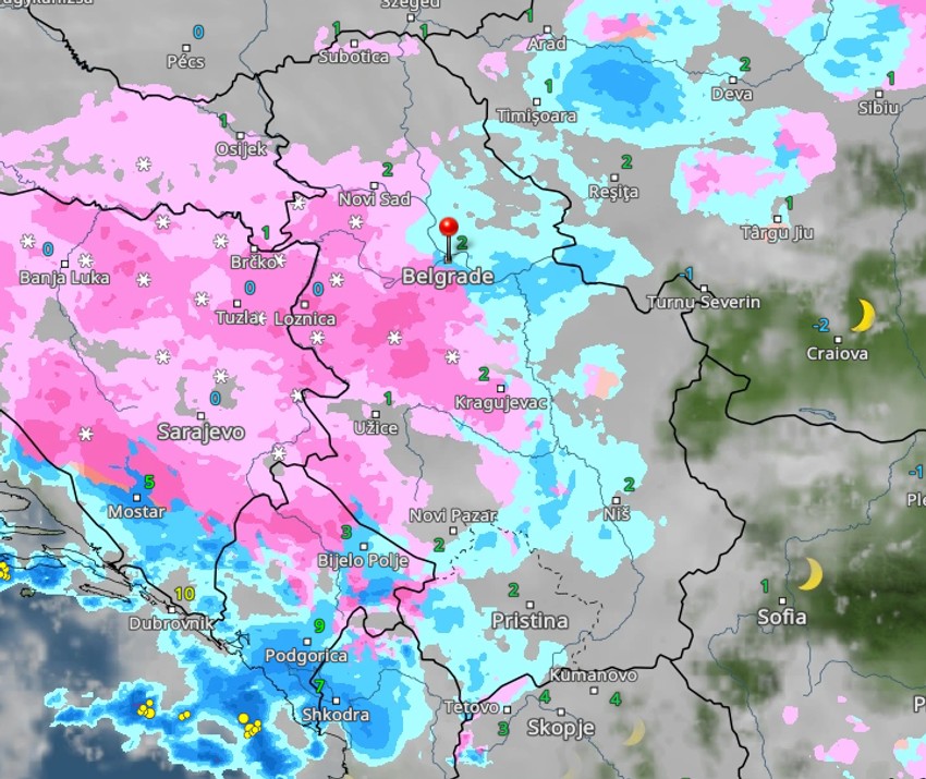 Oblaci nad Srbijom u 1 sat 