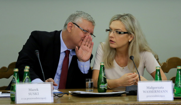Poseł PiS Marek Suski i przewodnicząca posłanka PiS Małgorzata Wassermann