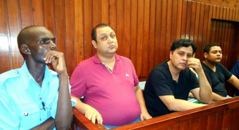 Kenyan brothers Baktash (2L) and Ibrahim Akasha (R) were arrested in November 2014, along with Indian national Vijaygiri Goswami and Pakistani citizen Gulam Hussein, following a sting by the US Drug Enforcement Administration