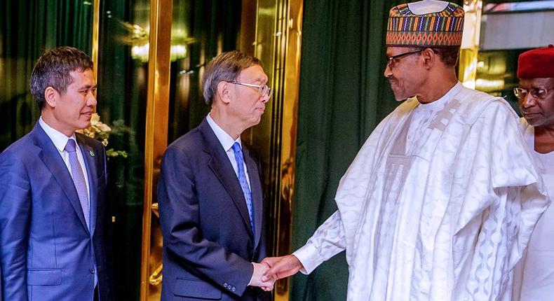 President Muhammadu Buhari meets Chinese President’s Special Envoy at Aso Rock [Twitter/@BashirAhmaad]