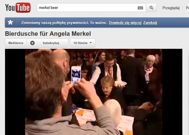 Merkel cała skąpana w piwie. Zobacz wideo!