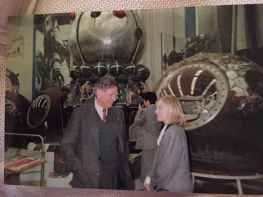 Kim Scott with Batterymarch Financial Management VC Dean LeBaron at Khrunichev Rocket factory in Russia
