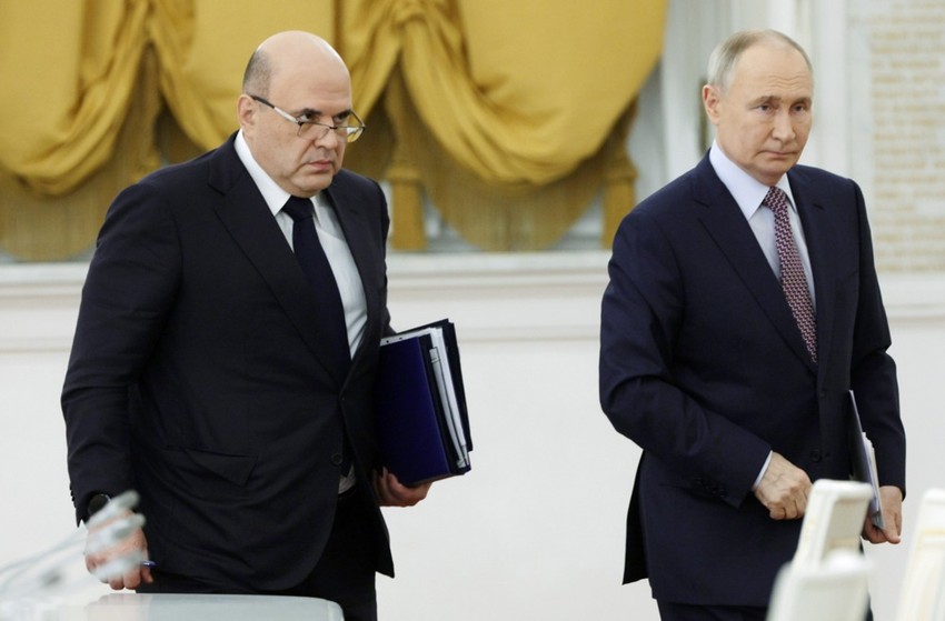 Vladimir Putin i Mihail Mišustin na sastanku ruskog Državnog saveta u Moskvi 20. decembra 2024.