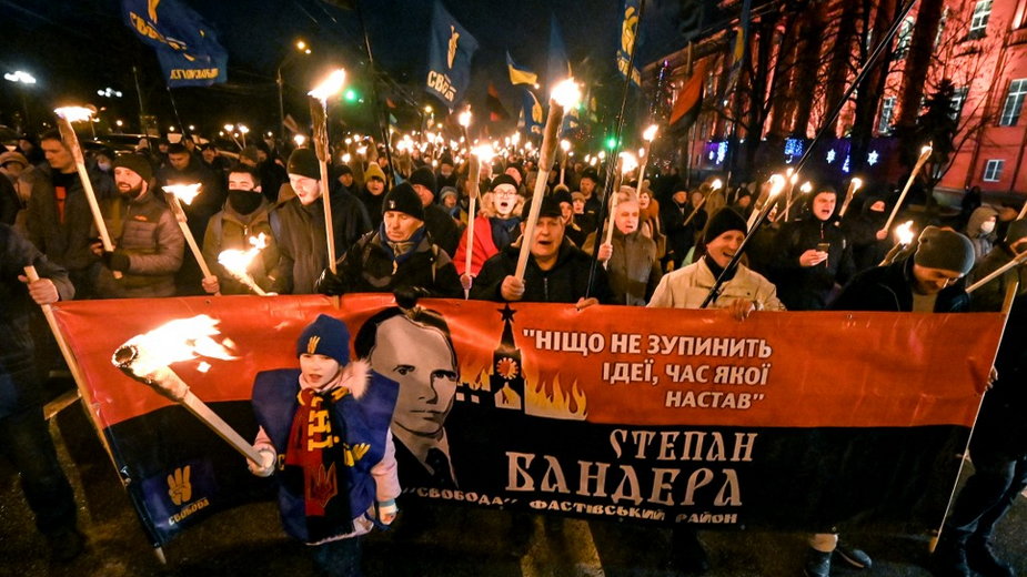 Demonstracja z okazji rocznicy urodzin Stepana Bandery, 1 stycznia 2022