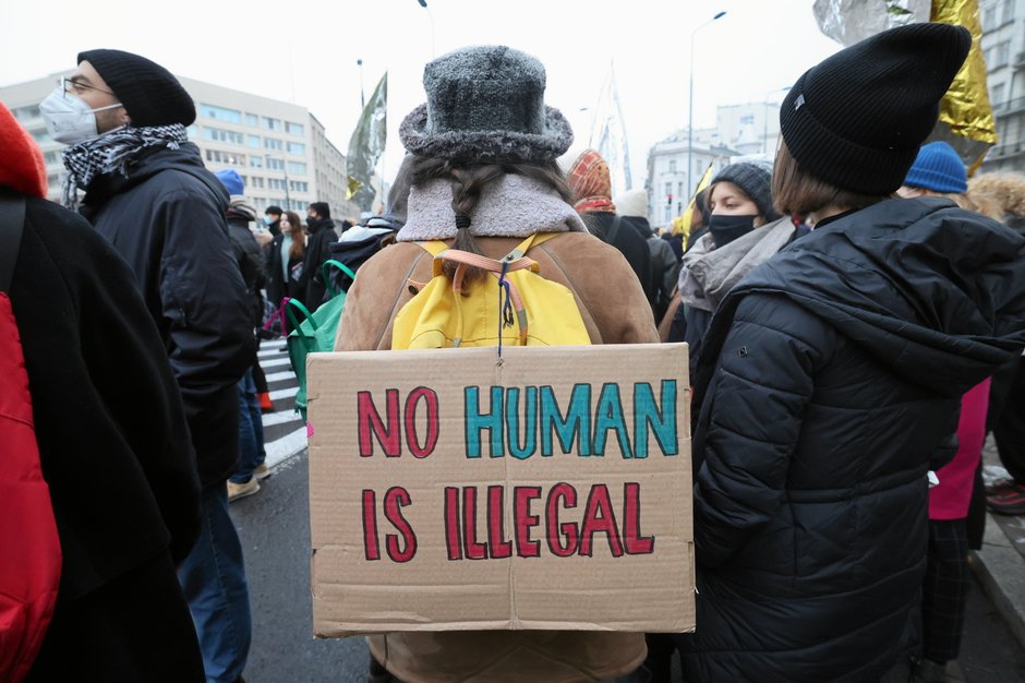 Demonstracja pt. "Nikt nie jest nielegalny" w Warszawie