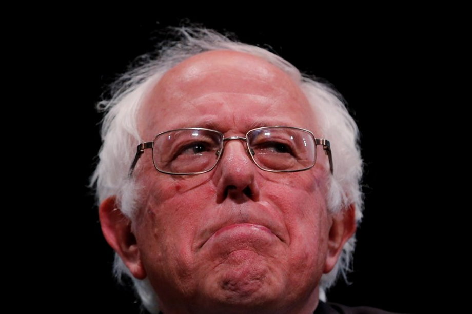 Democratic presidential candidate Bernie Sanders at a rally in the Manhattan borough of New York.