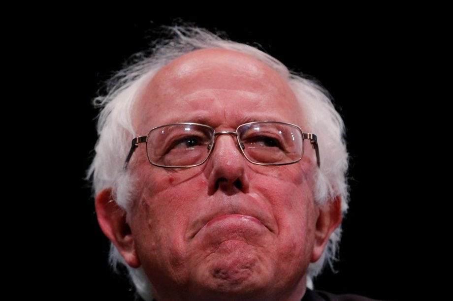 Democratic presidential candidate Bernie Sanders at a rally in the Manhattan borough of New York.