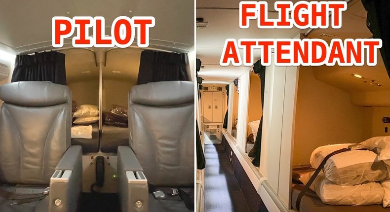 Insider's author spotted the differences between the rest areas for pilots and flight attendants on an Air New Zealand Boeing 777-300ER.Monica Humphries/Insider