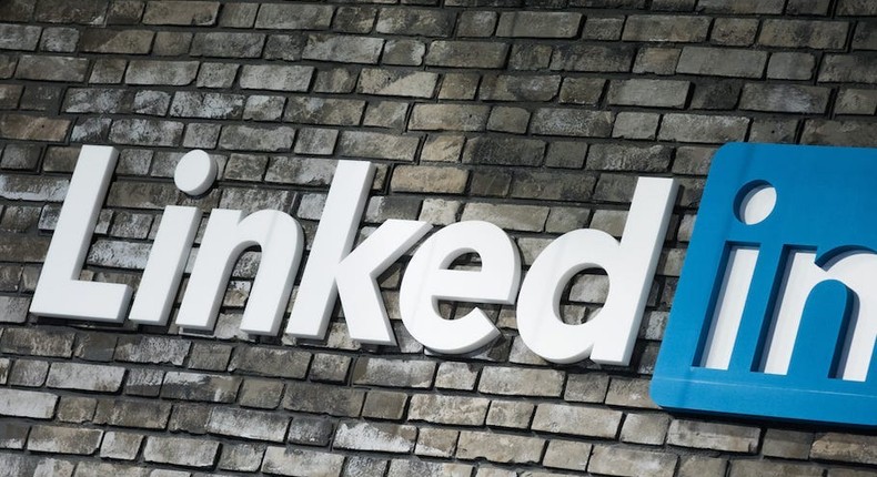 The logo of LinkedIn can be seen at the digital fair dmexco in Cologne, Germany, 13 September 2017.
