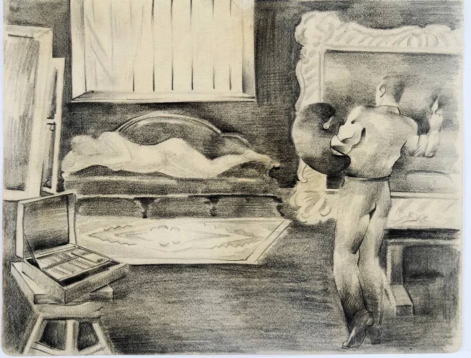 Sava Šumanović Slikar i model u ateljeu, 1938/39.