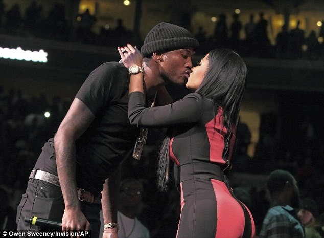 Meek Mill and Nicki Minaj share kiss at Power 99 FM's Powerhouse gig in Philadelphia, Pennsylvania