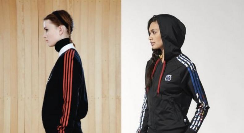 The design that sparked copyright infringement: The tracksuit from Marc by Marc Jacobs (left) and a similarly-striped tracksuit from Adidas