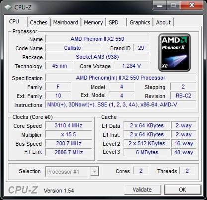 Oryginalny procesor AMD Phenom II X2 550