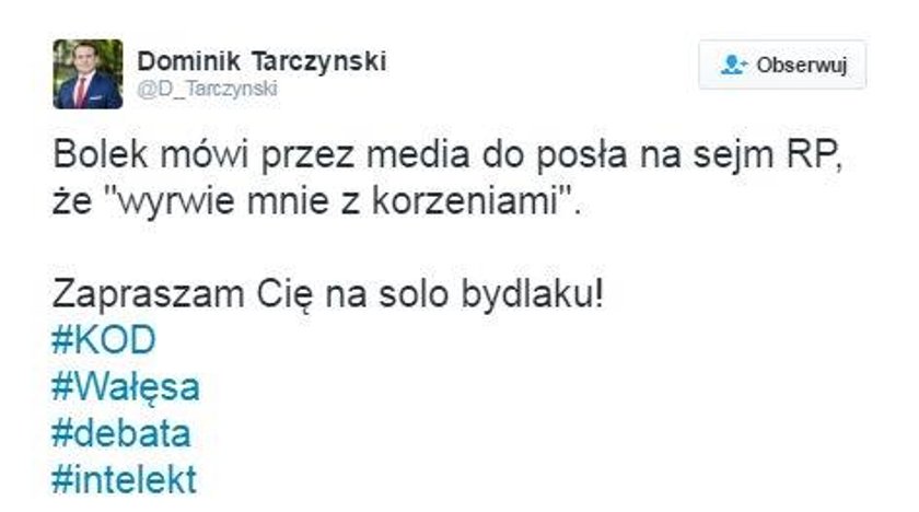 Poseł PiS do Wałęsy: Bydlaku!