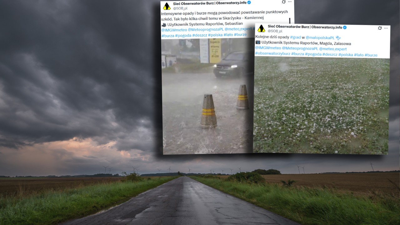 Potężne burze w Polsce. Strugi deszczu i intensywne opady gradu