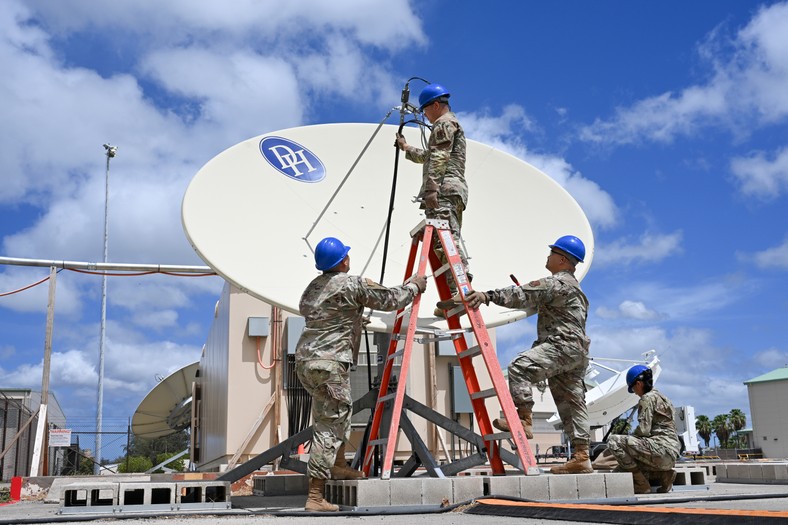 Airmen from the 109th Electromagnetic Warfare Squadron, Hawaii Air National Guard, tune a receiver at the start of Resolute Space 2025 on Joint Base Pearl Harbor-Hickam, Hawaii, July 8, 2025.