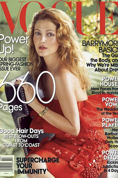 Drew Barrymore na okładce magazynu "Vogue"