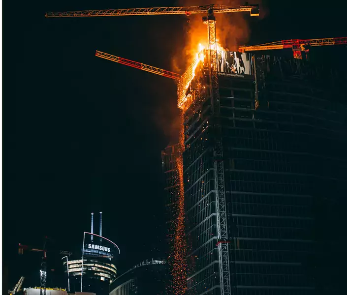 Pożar Warsaw Hub / fot. Piotr Kaczor